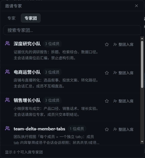 邀请面板专家团整团入席
