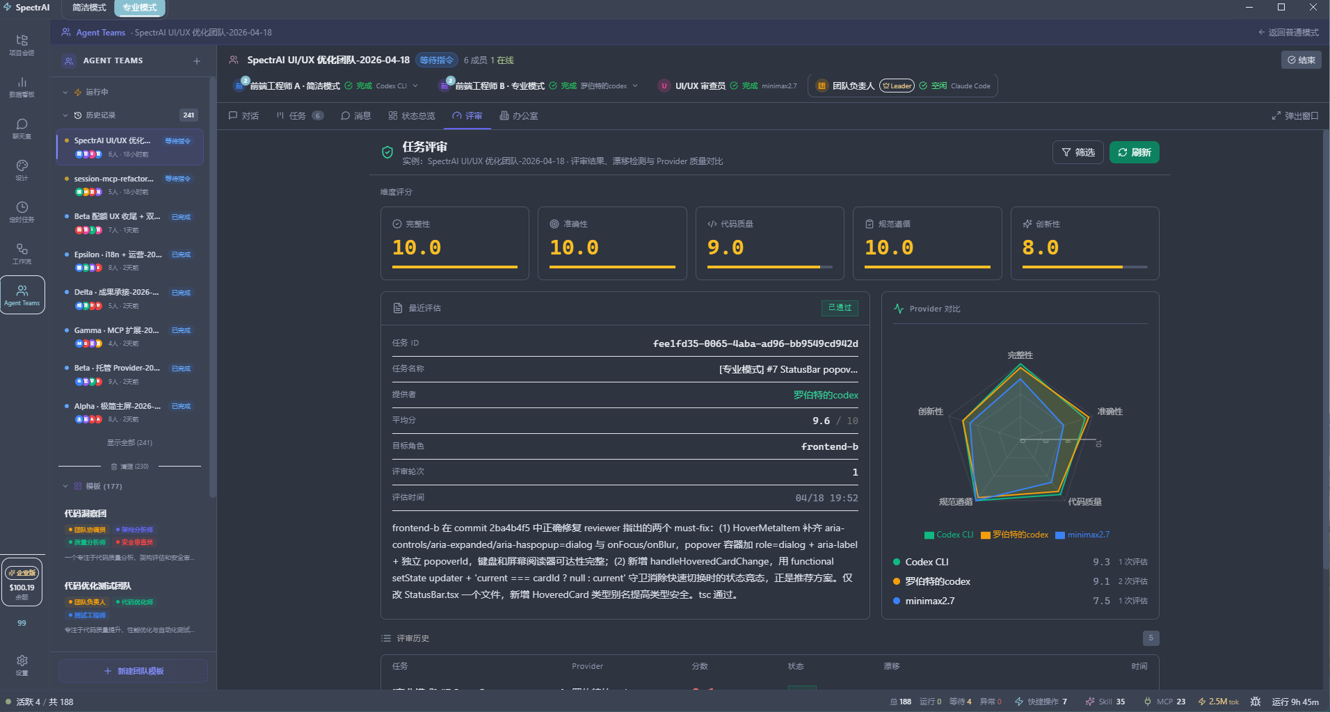Agent Teams 任务评审与 Provider 对比